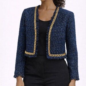 Christian Lacroix Navy Blue Blazer Jacket with Gold Accents, NWT